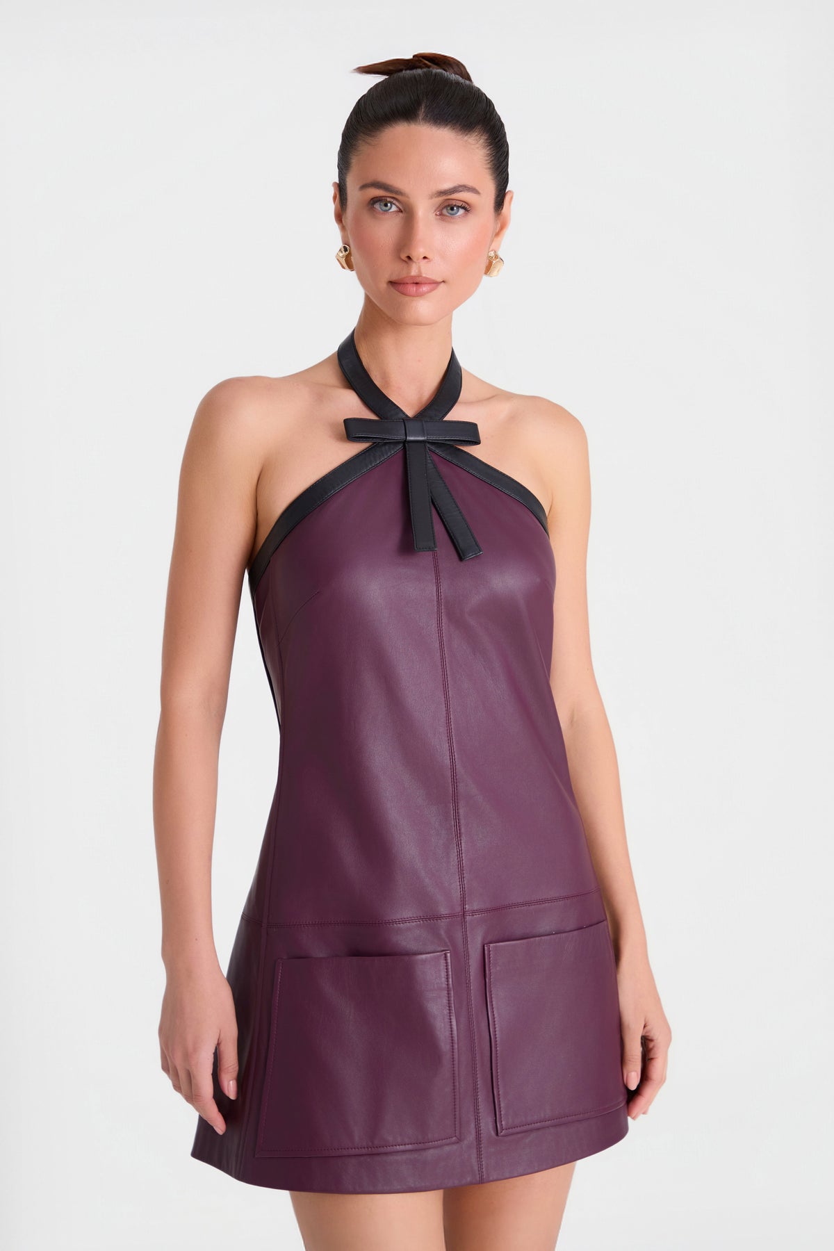 HARLOW BURGUNDY LEATHER DRESS