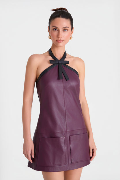 HARLOW BURGUNDY LEATHER DRESS