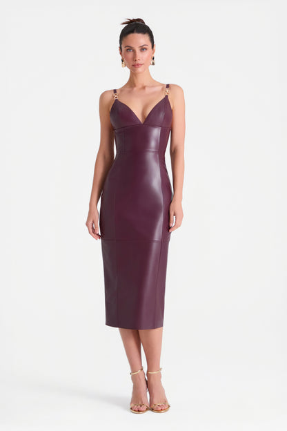Bianca Burgundy Leather Dress