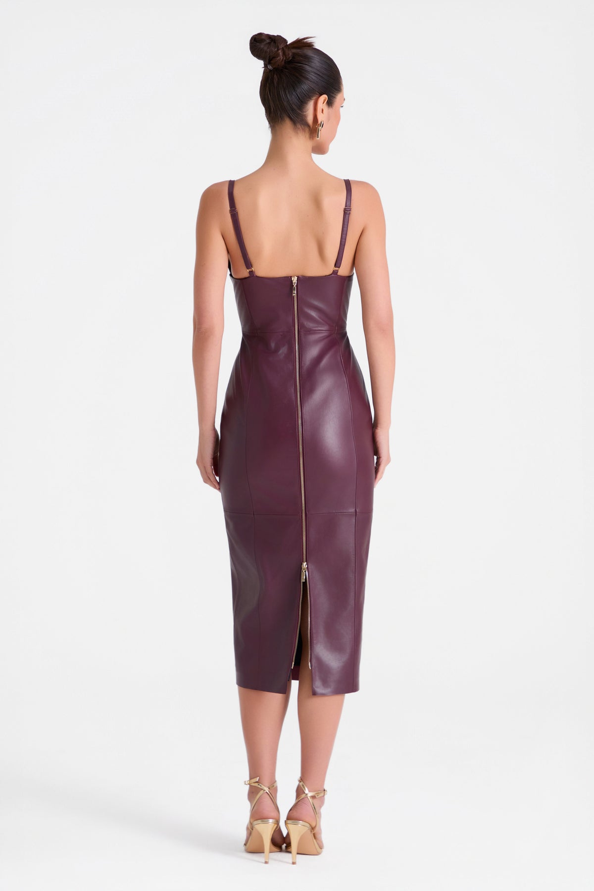 Bianca Burgundy Leather Dress