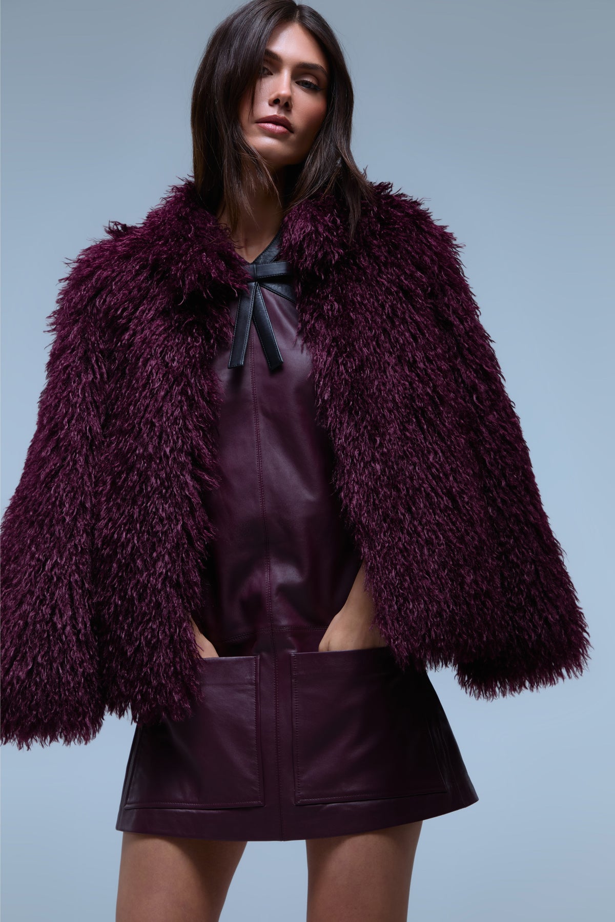 HARLOW BURGUNDY LEATHER DRESS