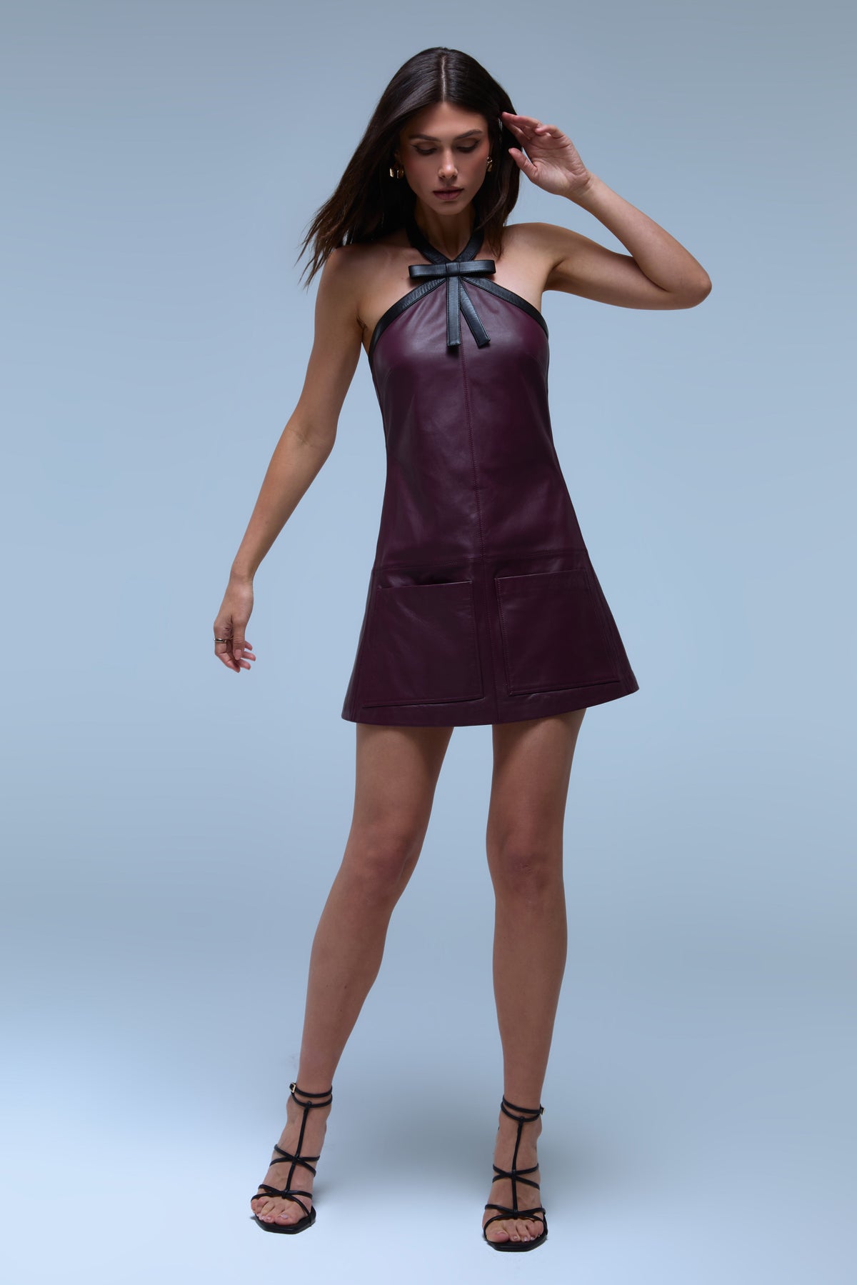 HARLOW BURGUNDY LEATHER DRESS