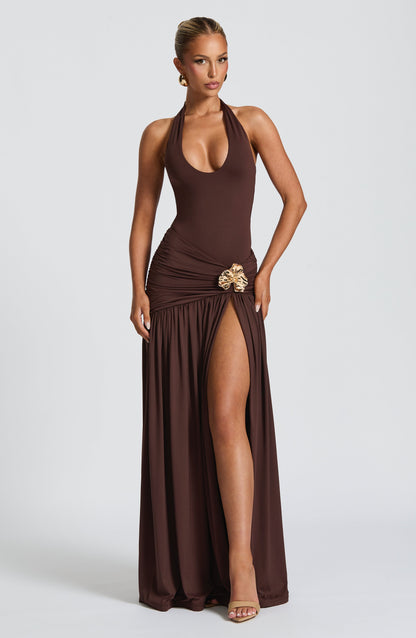 Sairina Maxi Skirt in Plum Brown