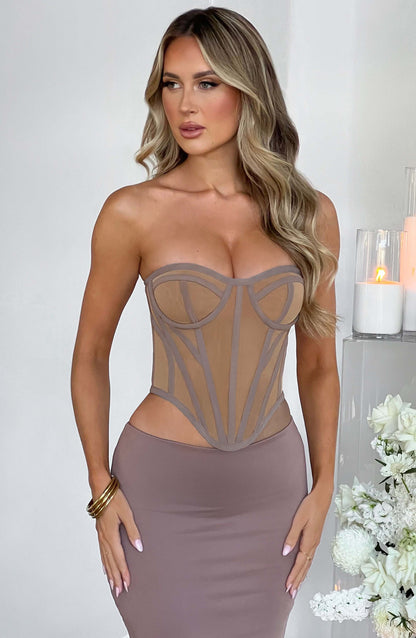 Santina Corset in Chocolate Nude