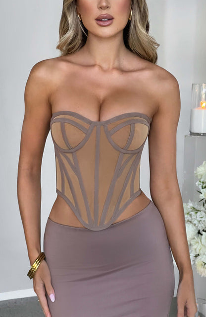 Santina Corset in Chocolate Nude