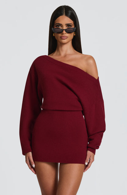 Sawyn Mini Dress in Burgundy