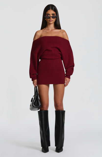 Sawyn Mini Dress in Burgundy