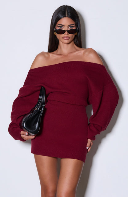 Sawyn Mini Dress in Burgundy