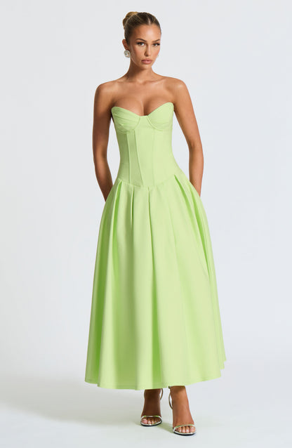 Selma Midi Dress in Lime