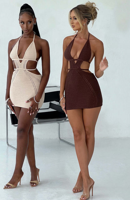 Serena Mini Dress in Chocolate