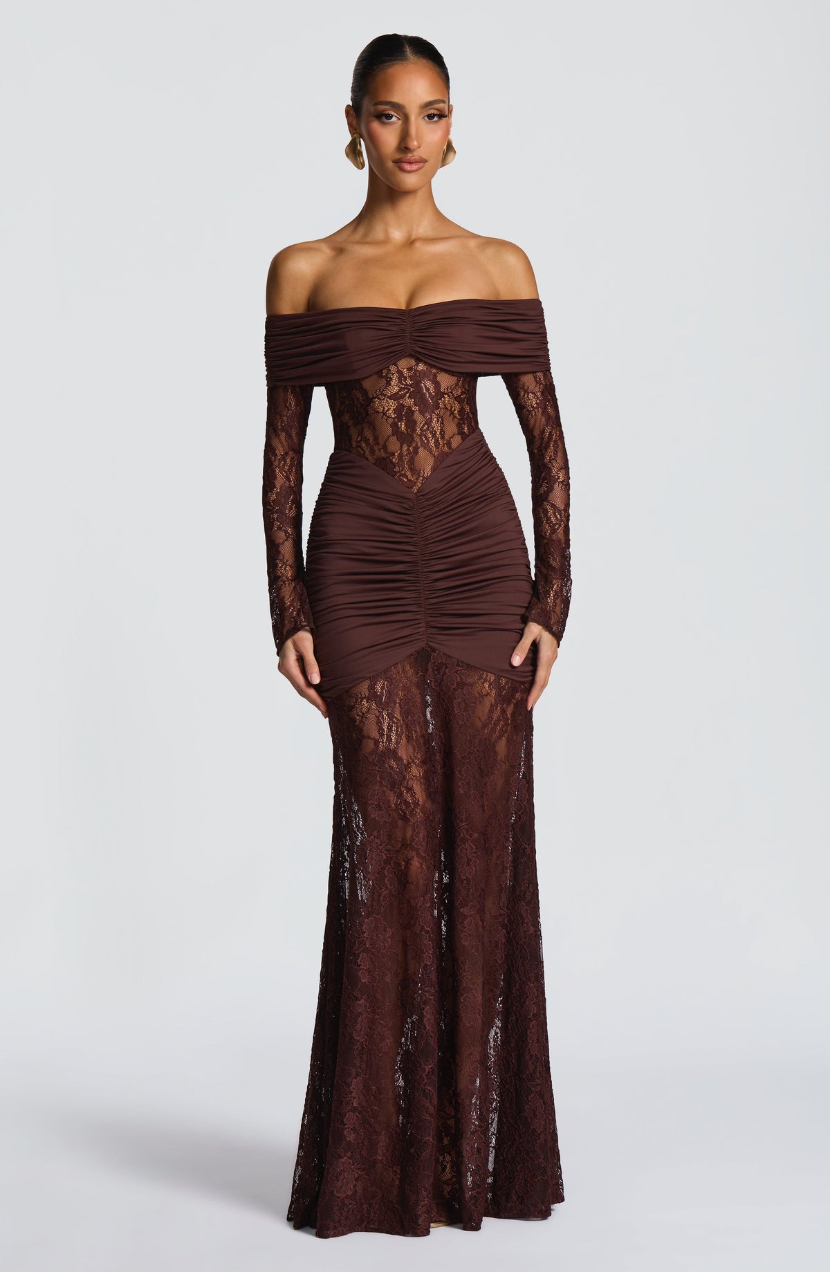 Solene Maxi Dress in Plum Brown
