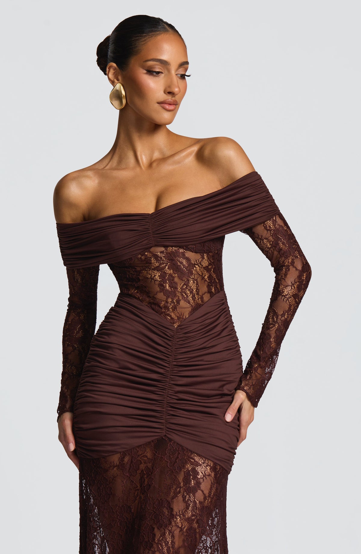 Solene Maxi Dress in Plum Brown