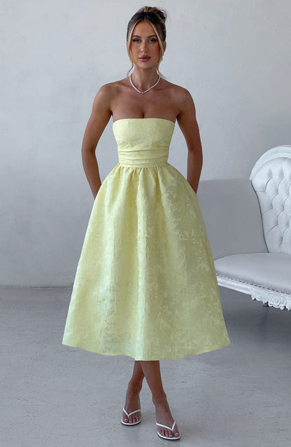 Sorcha Midi Dress in Lemon
