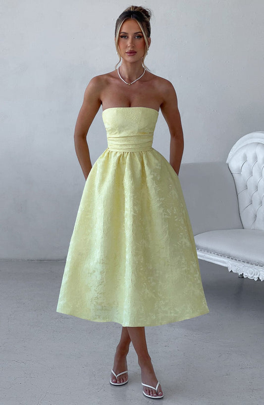 Sorcha Midi Dress in Lemon