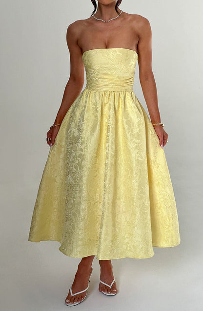 Sorcha Midi Dress in Lemon