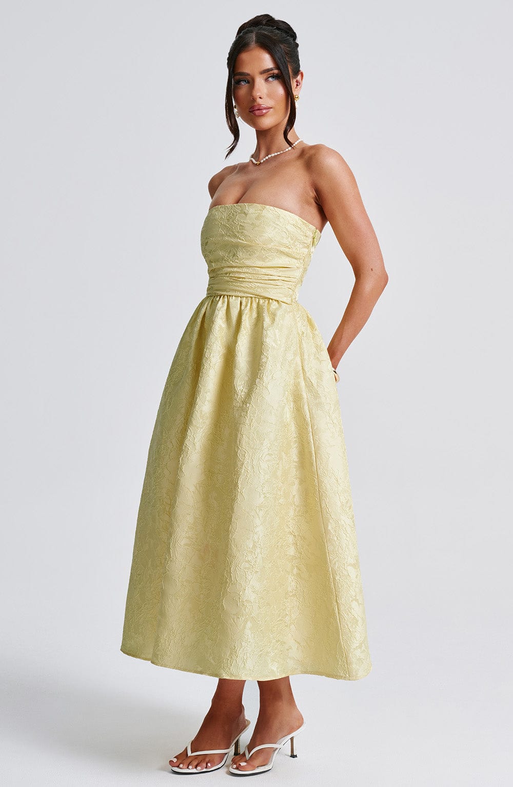 Sorcha Midi Dress in Lemon