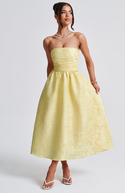 Sorcha Midi Dress in Lemon