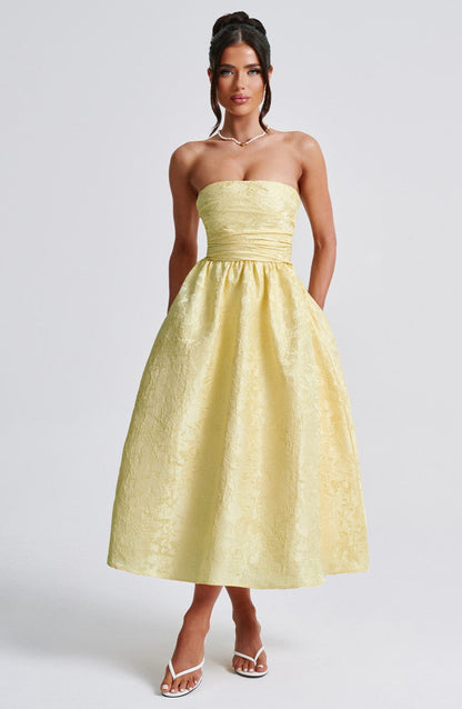 Sorcha Midi Dress in Lemon