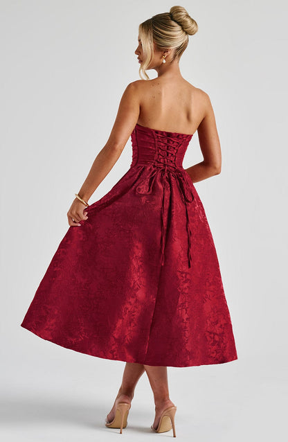 Sorcha Midi Dress in Red