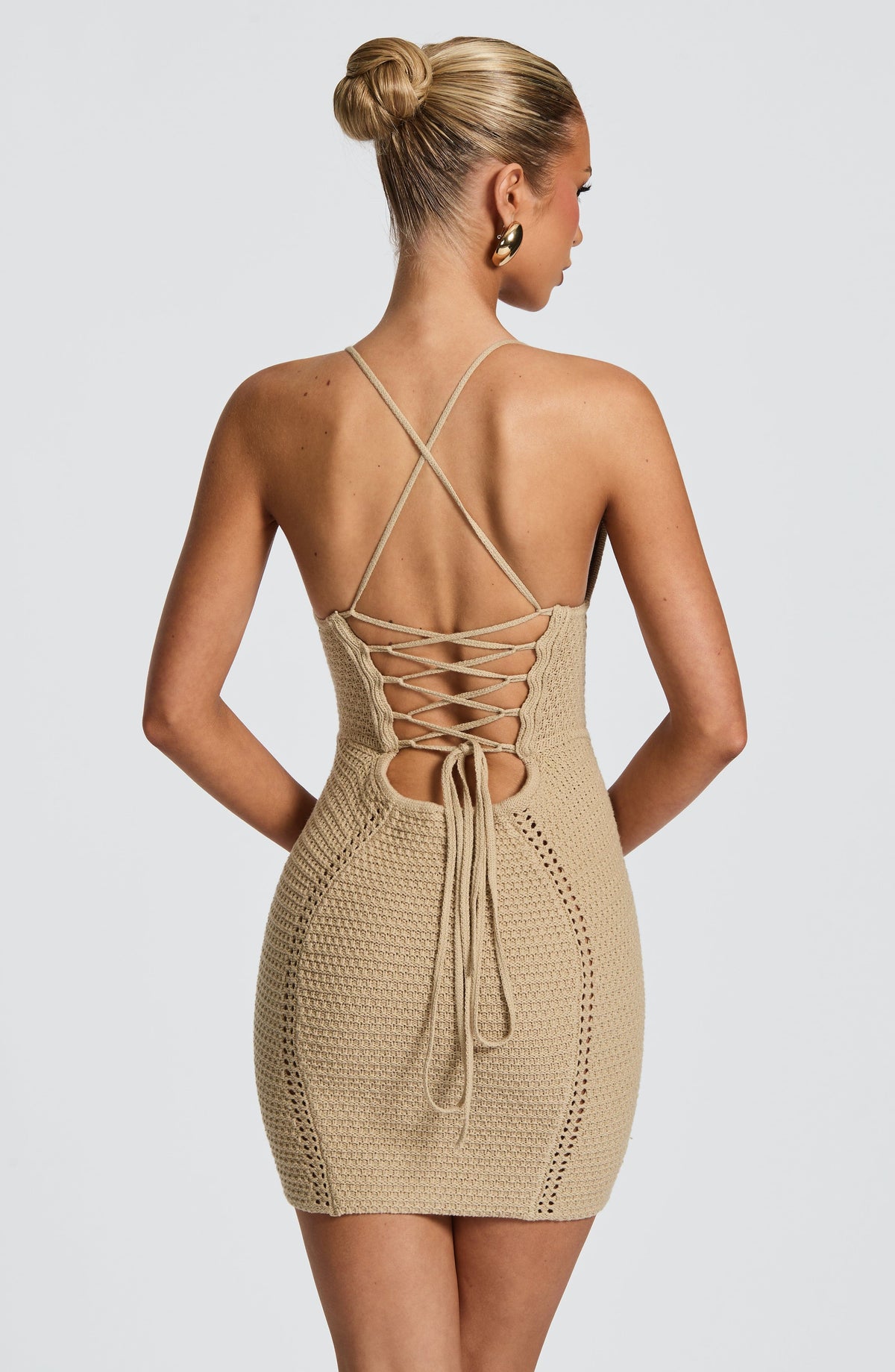 Xandra Mini Dress in Beige