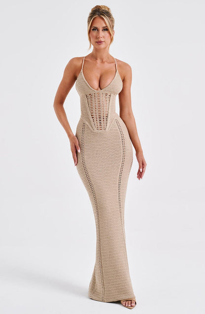 Xanthia Maxi Dress in Beige