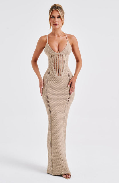 Xanthia Maxi Dress in Beige