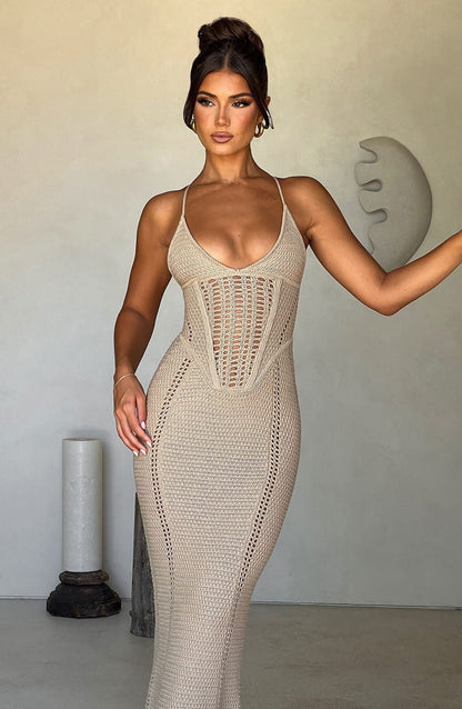 Xanthia Maxi Dress in Beige