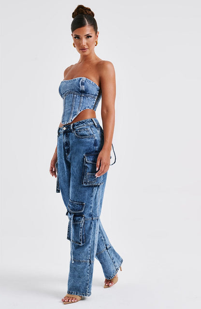 Yasira Corset in Dark Wash