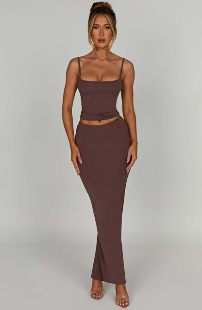 Yazlin Maxi Skirt in Chocolate