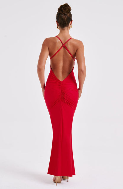 Zelina Maxi Dress in Red