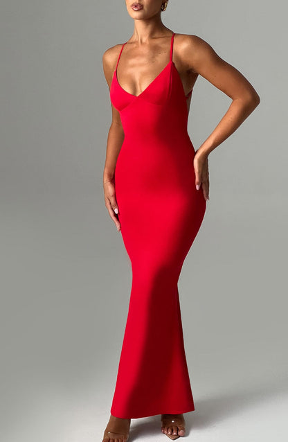 Zelina Maxi Dress in Red
