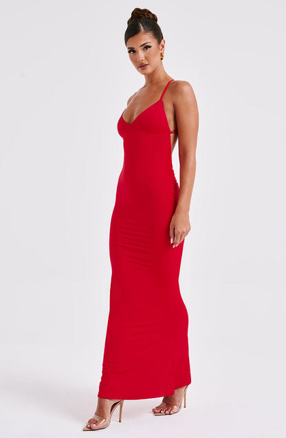 Zelina Maxi Dress in Red