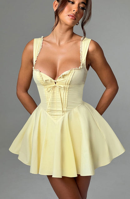 Adalene Mini Dress in Lemon