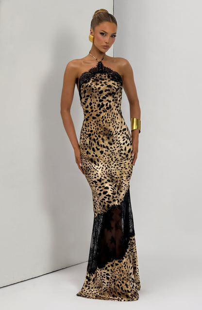 Agneta Maxi Dress in Leopard Print
