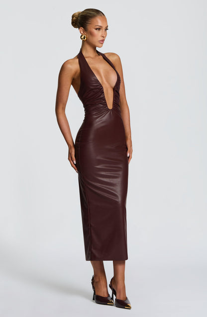 Ainslie Midi Dress in Burgundy