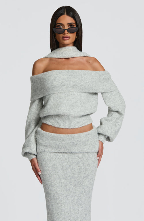 Andra Top in Light Grey Marl