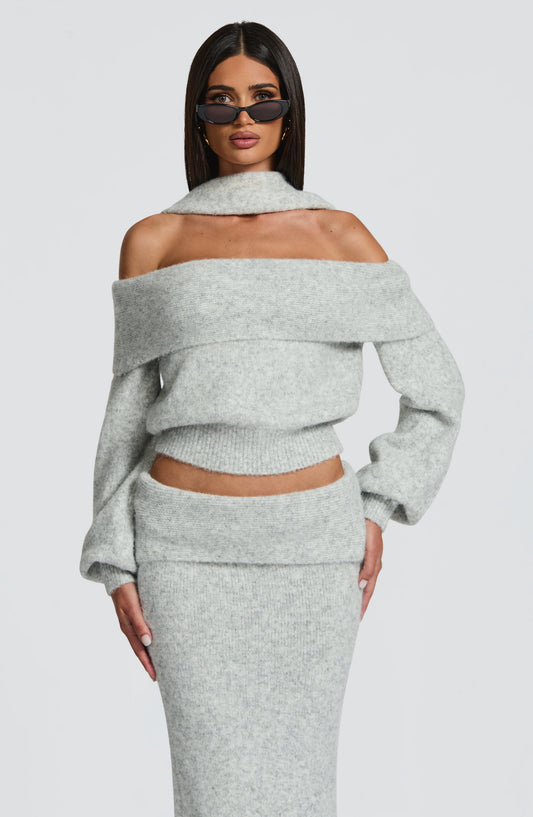 Andra Top in Light Grey Marl