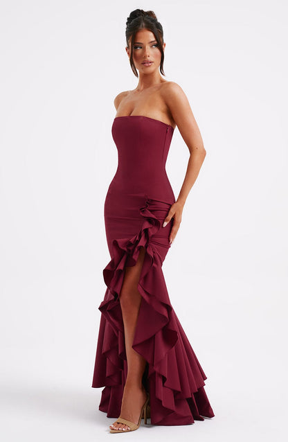 Angelique Maxi Dress in Burgundy