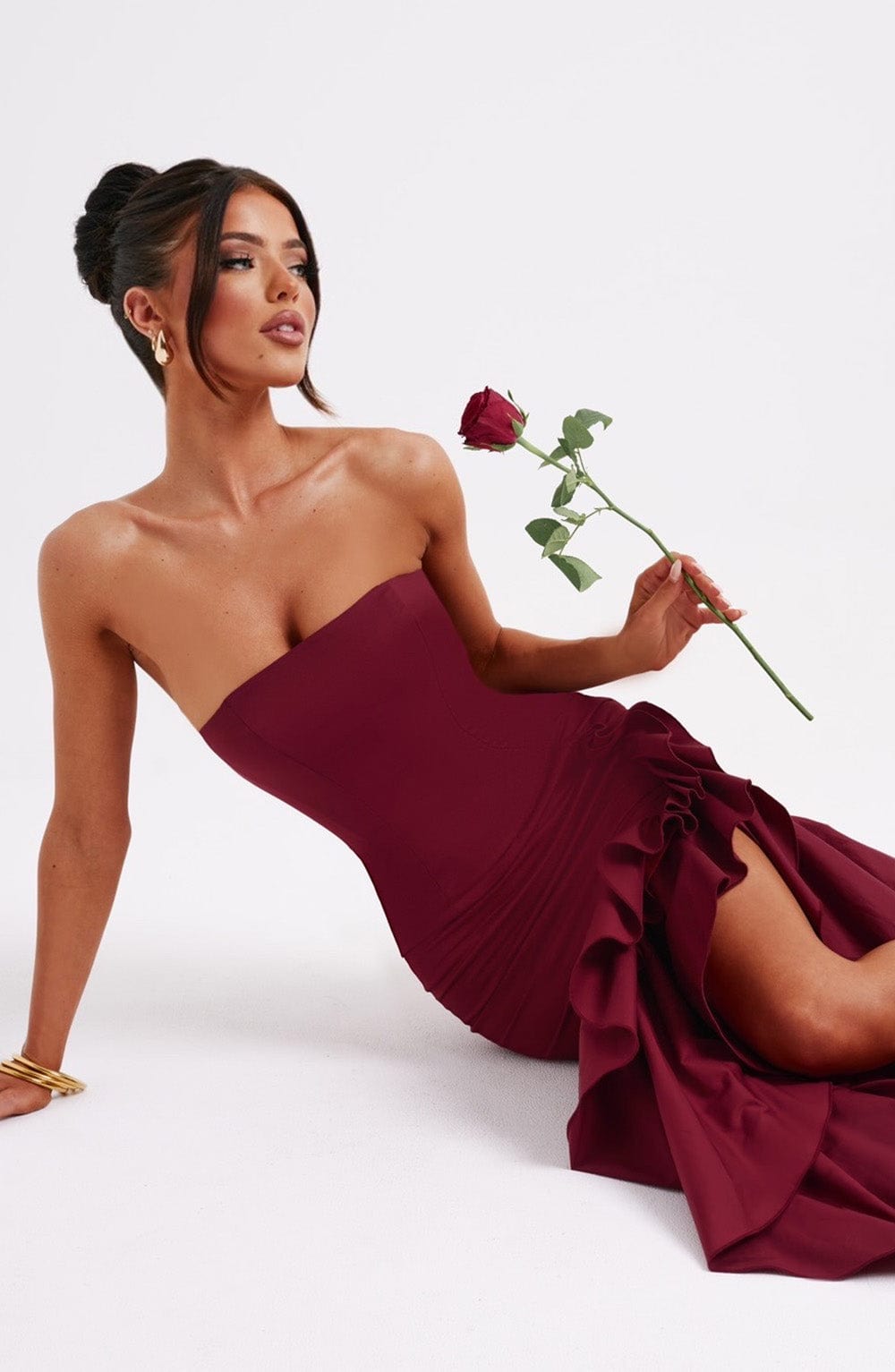 Angelique Maxi Dress in Burgundy