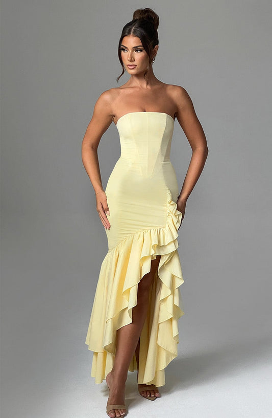 Angelique Maxi Dress in Lemon