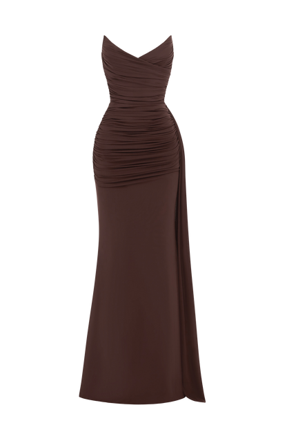 Ashira Maxi Dress in Plum Brown