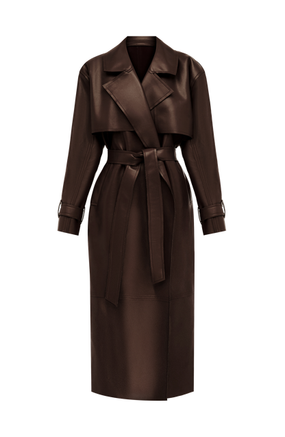 Brigitte Trench Coat in Plum Brown