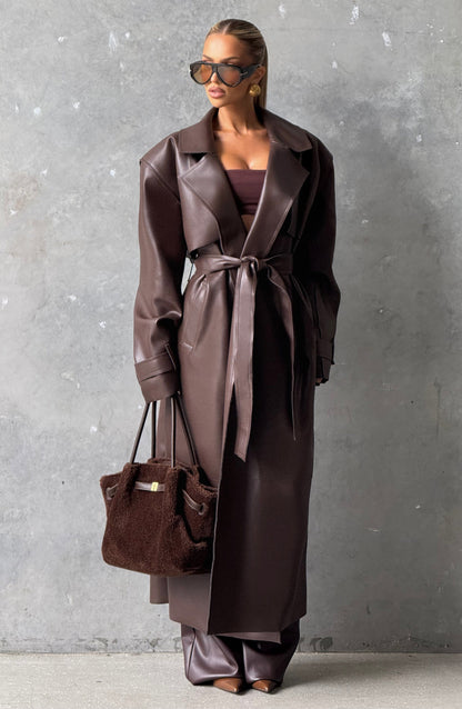 Brigitte Trench Coat in Plum Brown