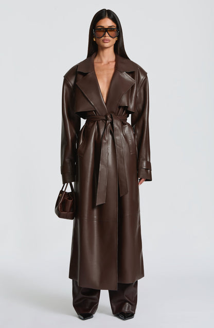 Brigitte Trench Coat in Plum Brown
