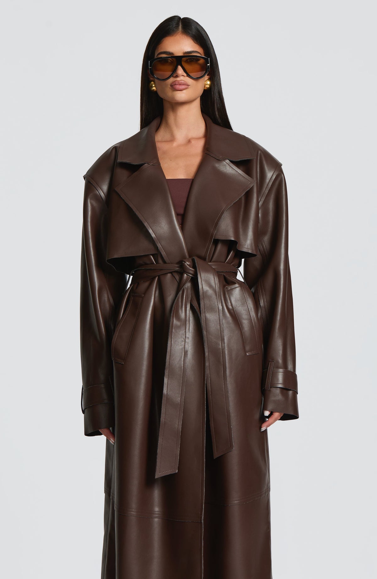 Brigitte Trench Coat in Plum Brown