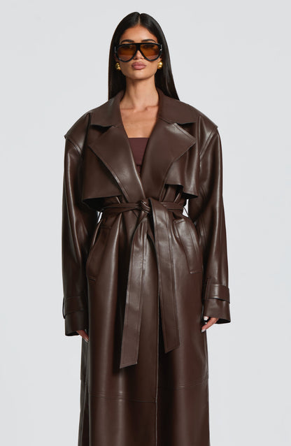 Brigitte Trench Coat in Plum Brown
