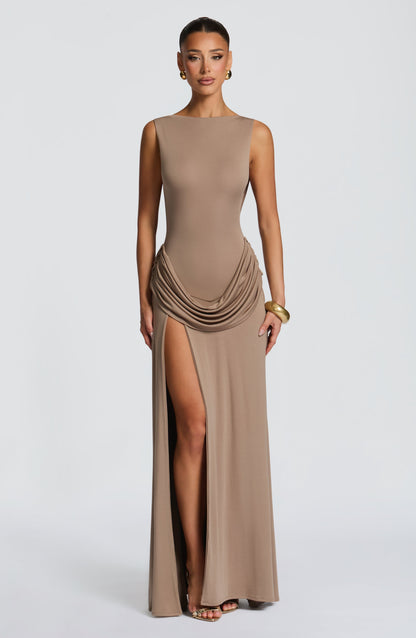 Bruna Maxi Dress in Stone