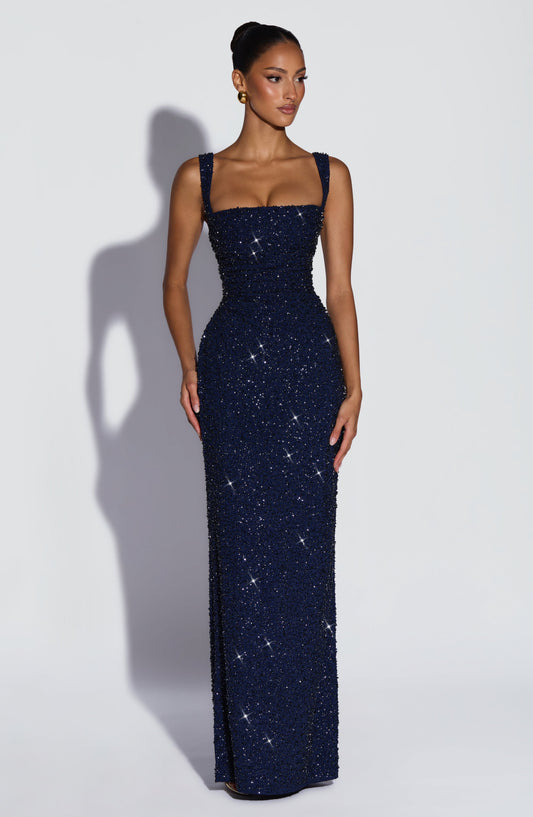 Calandra Maxi Dress in Navy Sparkle