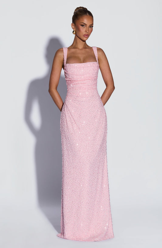 Calandra Maxi Dress in Blush Sparkle