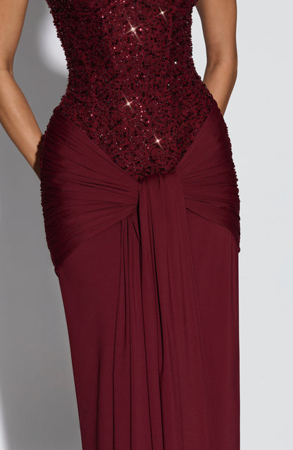 Carina Maxi Dress in Burgundy